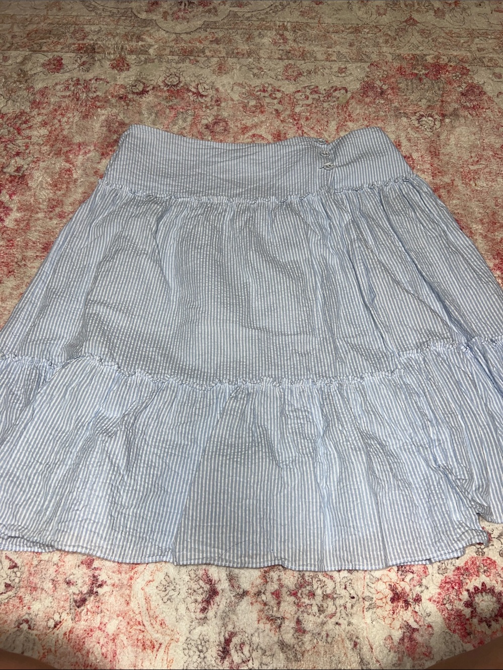 Princess Polly Light Blue & White Striped Midi Skirt